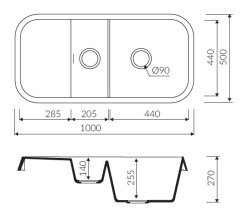 OPAL 1000 Granit Evye 1,5 Gözlü Damlalıklı