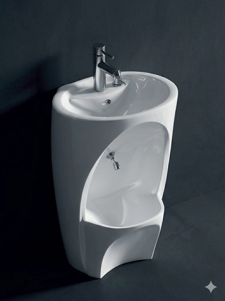 Abdest Lavabosu Alt Batarya Sensörlü - Üst Batarya Manuel