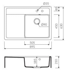 EWIT 895 Granit Evye 1 Gözlü Damlalıklı