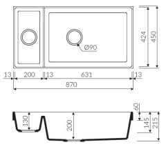 OLWIN I 870 Granit Evye 1,5 Gözlü Damlalıksız