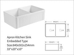Seramik Tezgah Altı Çift Gözlü Mutfak Evyesi