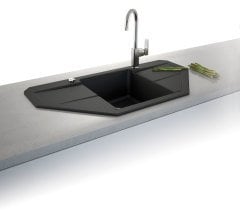 BARIO 960 Köşe Granit Evye 1 Gözlü Damlalıklı