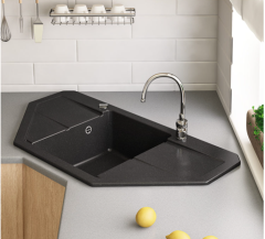 BARIO 960 Köşe Granit Evye 1 Gözlü Damlalıklı