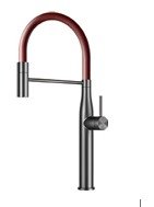 Yeni Nesil Spiralli Mutfak Evye Bataryası Brushed Grey / Red Pıpe