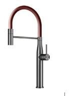 Yeni Nesil Spiralli Mutfak Evye Bataryası Brushed Grey / Red Pıpe C8737-U