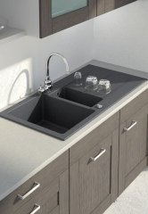 BARIO 1000 Granit Evye 1,5 Gözlü Damlalıklı Krem (Ecru)