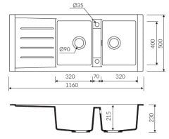PROFIR1160 Granit Evye 2 Gözlü Damlalıklı