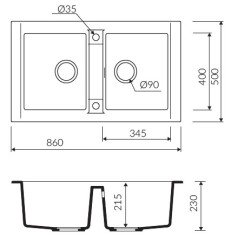 PROFIR 860 Granit Evye 2 Gözlü Damlalıksız