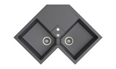 DEBRA 830 Granit Köşe Evye 2 Gözlü Damlalıklı