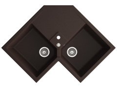 DEBRA 830 Granit Köşe Evye 2 Gözlü Damlalıklı