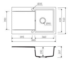 DEBRA 840 Granit Evye 1 Gözlü Damlalıklı