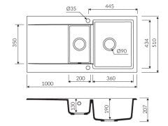 DEBRA 1000 Granit Evye 1,5 Gözlü Damlalıklı