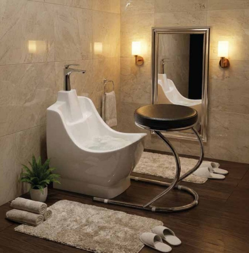 Sandalyeli Abdest Lavabosu Beyaz