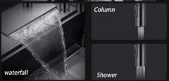 New Waterfall Şelale Tarzı Mutfak Bataryası Brushed Grey /Black Pıpe