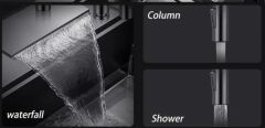 New Waterfall Şelale Tarzı Mutfak Bataryası Brushed Grey /Black Pıpe C8736-U