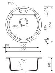 TANAT 500 Granit Evye 1 Gözlü Damlalıksız