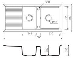 CIRE 1000 Granit Evye 2 Gözlü Damlalıklı