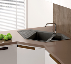 CIRE 1000 Granit Köşe Evye 1,5 Gözlü Damlalıklı