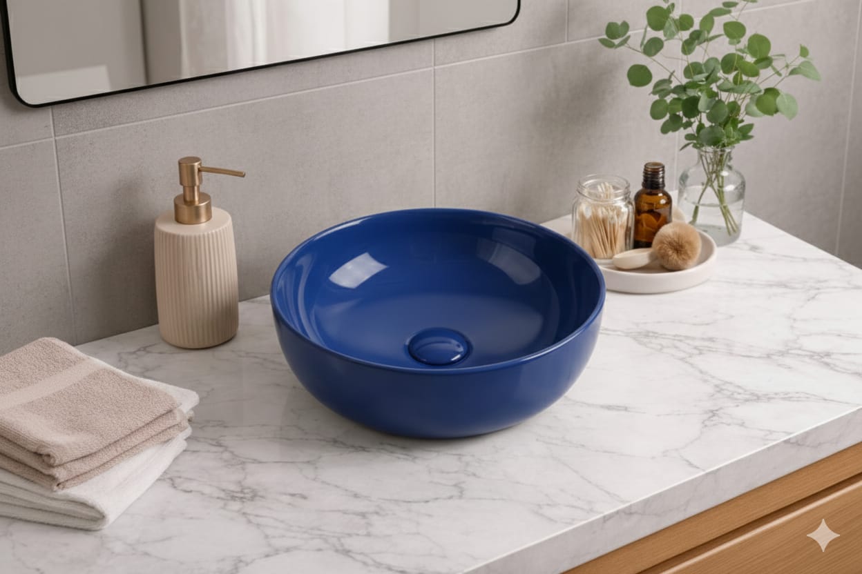 Cırclıght Tezgah Üstü Banyo Lavabosu Cobalt Blue 5013