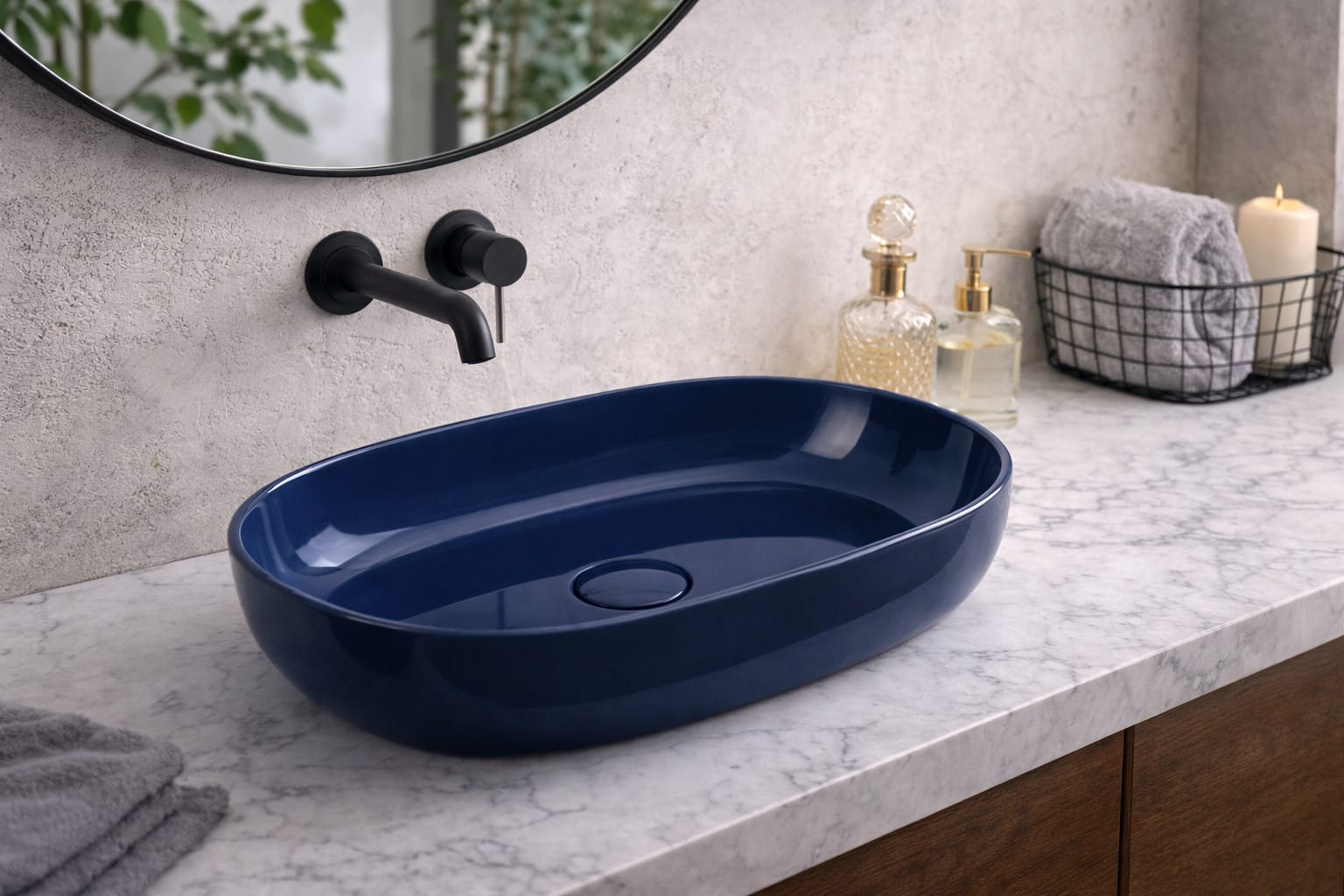 Rectlıght Tezgah Üstü Banyo Lavabosu Cobalt Blue 5013