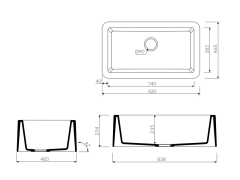 Venus A33 Tezgah Arası Granit Evye 1 Gözlü 838mm Damlalıksız