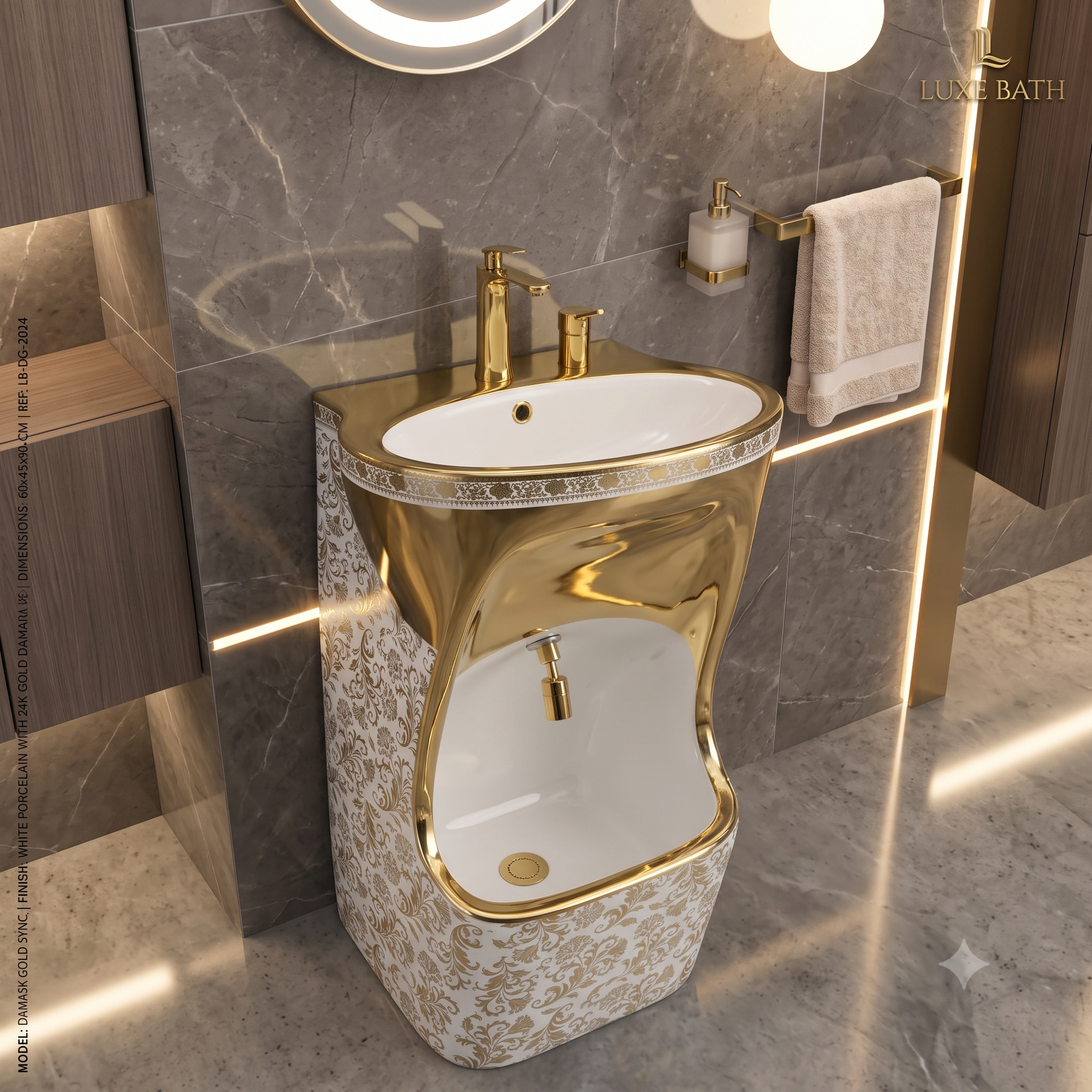 Abdest Lavabosu Alt ve Üst Batarya Manuel G 3899 WG GOLD