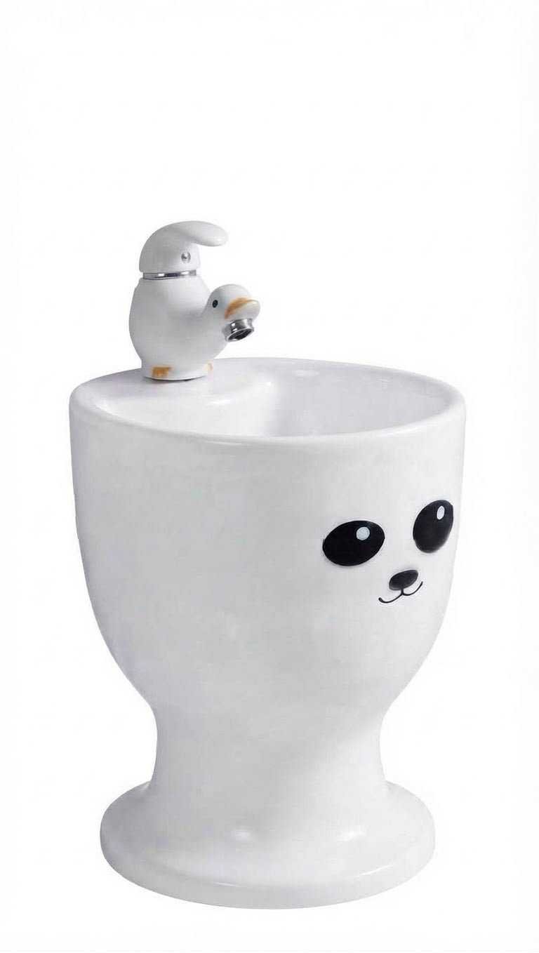 F02 Ördek Figürlü Çoçuk Lavabo Armatürü Beyaz