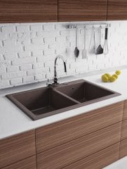 DEBRA 800 Granit Evye 2 Gözlü Damlalıksız Siyah Metalik