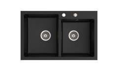 DEBRA 800 Granit Evye 2 Gözlü Damlalıksız Siyah Metalik