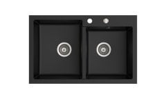 DEBRA 800 Granit Evye 2 Gözlü Damlalıksız Siyah Metalik