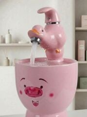 F02 Ördek Figürlü Çoçuk Lavabo Armatürü Pembe
