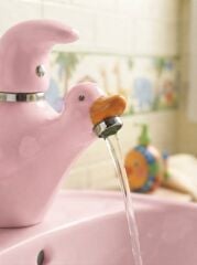 F02 Ördek Figürlü Çoçuk Lavabo Armatürü Pembe