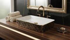 5022 BG Banyo Tezgah Üstü Lavabo Siyah-Gold