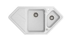 TORRO 980 Granit Köşe Evye 1,5 Gözlü Damlalıklı Mermer Beyazı