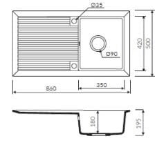 CIRE 860 Granit Evye 1 Gözlü 860mm Damlalıklı