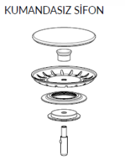 Süzgeç Kapağı Gümüş Metalik Kumandalı Sifon