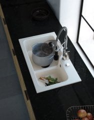 AKO 800 Granit Evye 1 Gözlü Damlalıklı Mermer Beyazı