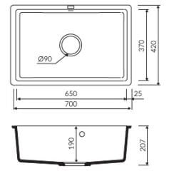 Lando 700 Granit Evye 1 Gözlü Damlalıksız