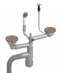 Çift Gider Taşmalı Kumandalı Sifon Parlak Bakır 4102